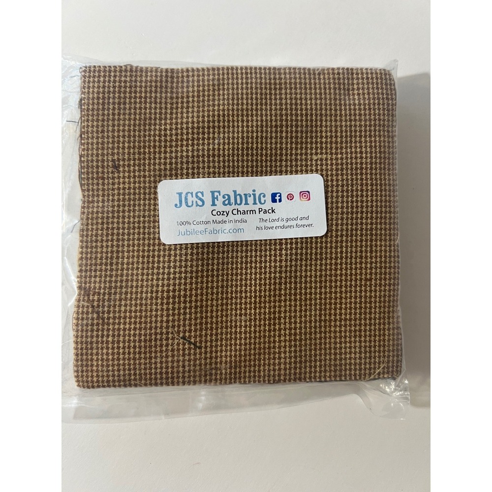 JCS Fabric Cozy Charm Pack 5x5 Cotton Squares Plaid Gingham Houndstooth Brown